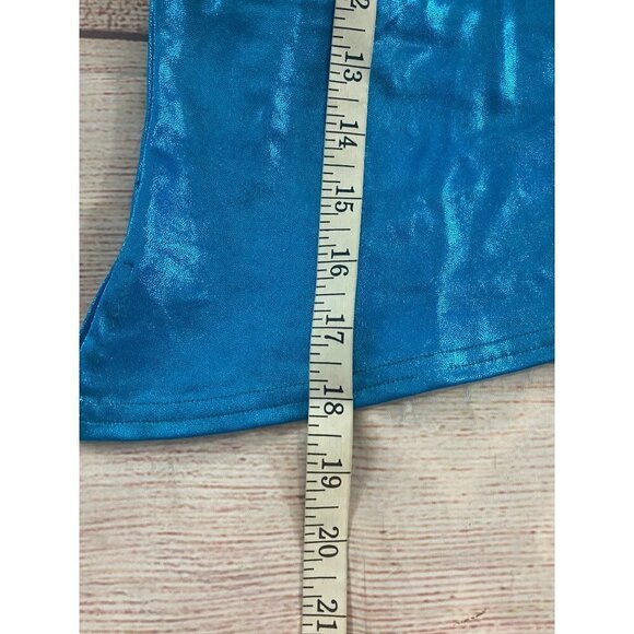 Cheerleader Danz Team Blue Shimmer Asymmentrical Cheer leading Top - Small - Picture 4 of 12